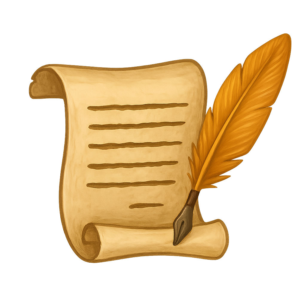 Scroll with quill
